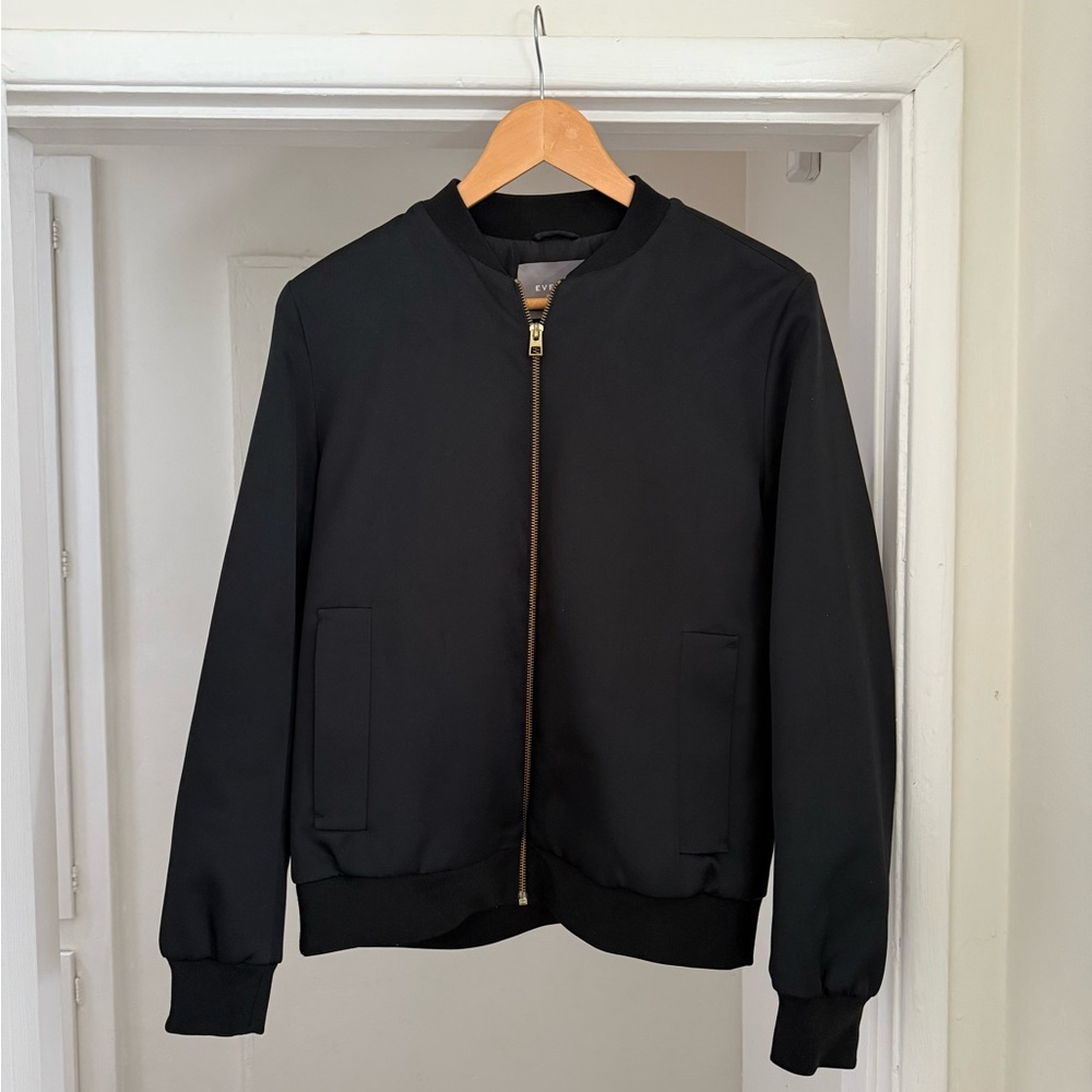 Everlane Black Bomber Jacket with Gold Zipper